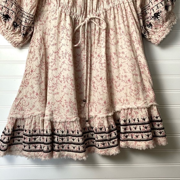 Free People Swing Into Spring floral embroidered off shoulder Mini Dress Sz S/P - Picture 6 of 13